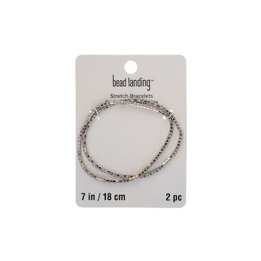 7" Silver & AB Crystal Rhinestone Stretch Bracelets, 2ct. by Bead Landing™